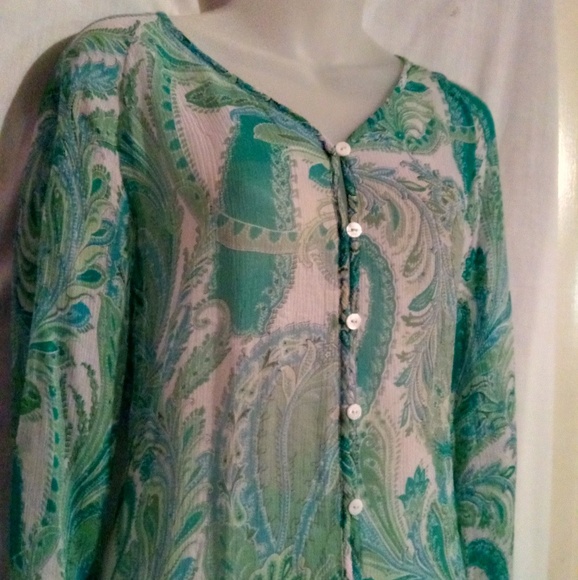Coldwater creek sheer button up blouse - Picture 5 of 5